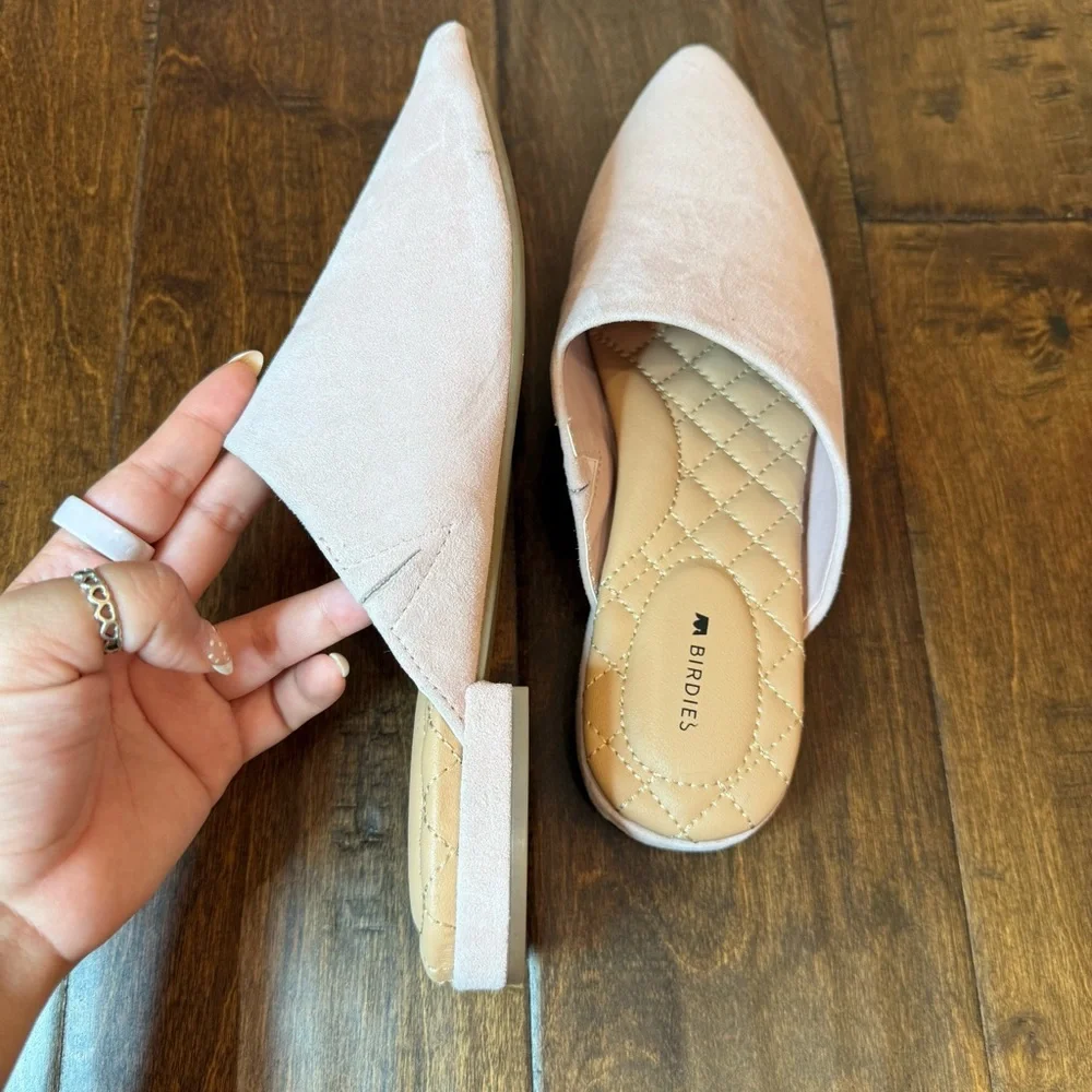 Birdies The Lark in Pink Chiffon Suede Slide Mule Size 7.5 Office Business - Picture 7 of 9